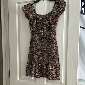 Wild Fable Brown and Black Ruffled Tiered Mini Dress